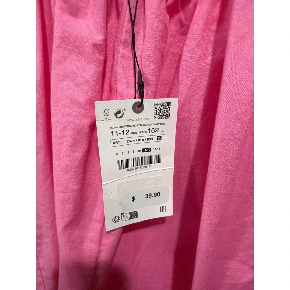 Zara Dress Pink Poplin Ruched Strap Tiered Mini Sun Dress 2674/618/630